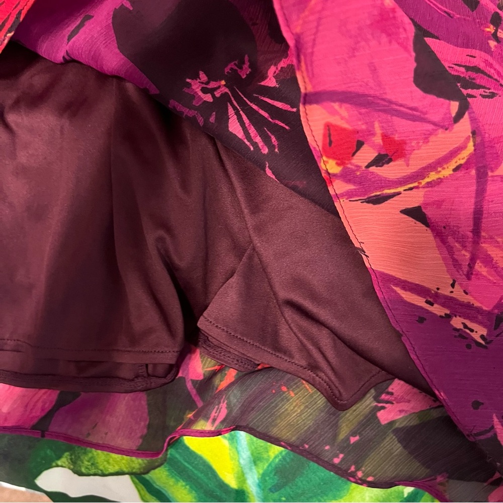 Express S Pink Purple Floral Colorful Layered Casual Spring Summer Dress - Picture 12 of 14